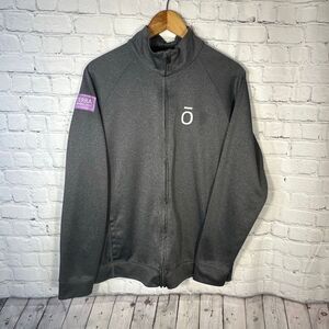 Alo Yoga Jacket Womens Large Full Zip Gray DoTerra Patch Run Sports